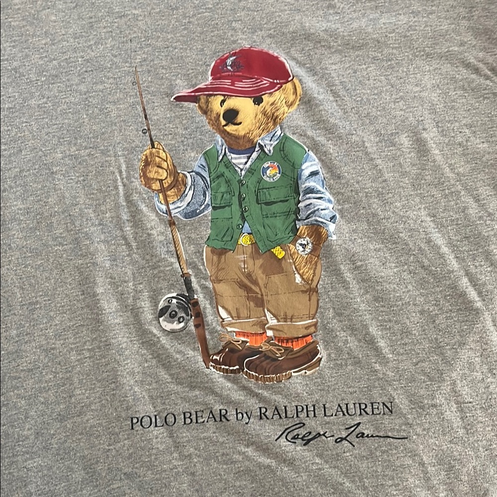 Ralph Lauren Gray Polo Bear Fishing T-Shirt